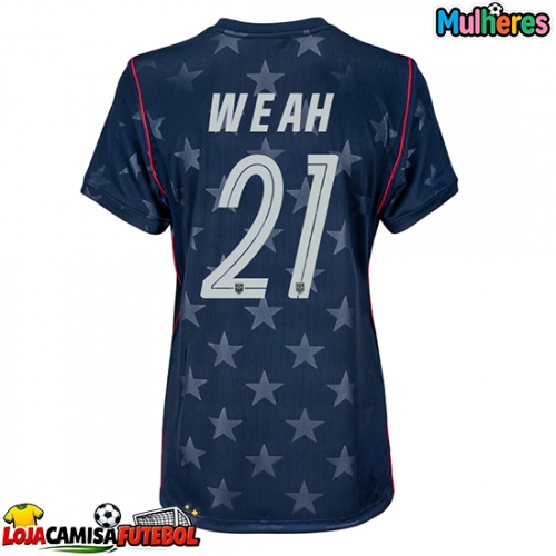 Camisa de Futebol Estados Unidos Timothy Weah #21 Equipamento Secundário Mulheres Mundo 2026 Manga Curta
